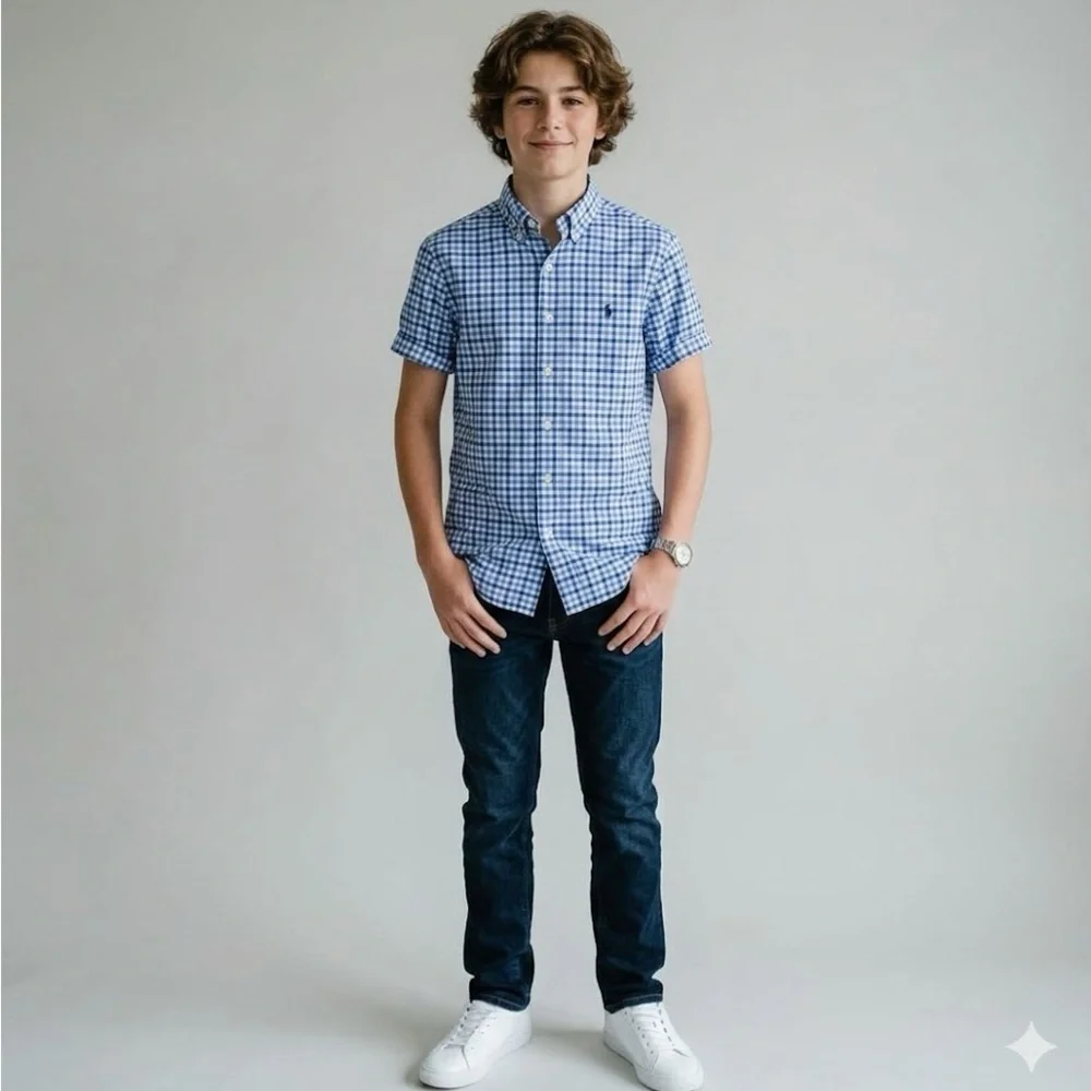 Ralph Lauren Blue and White  Big Boys Shirt
